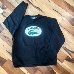 Lacoste Black Crewneck with Green Accents